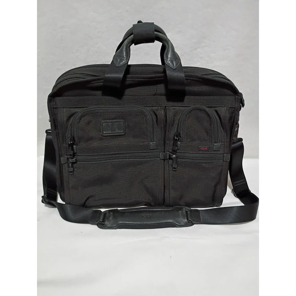 TUMI Briefcase Black 26160DH Business Bag Durable Expandable Pockets 13x17 Used